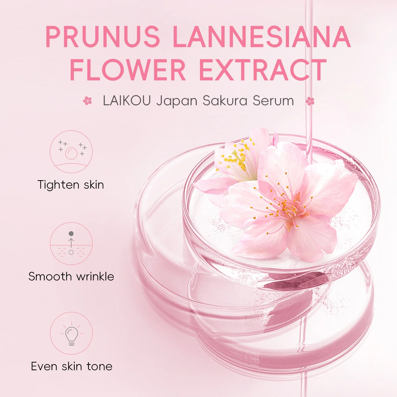 LAIKOU Sakura Brightening Face Serum – Hydrating & Pore Minimizing Essence (17ml / 30ml)