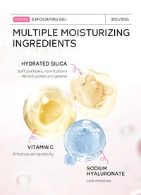 LAIKOU Sakura Exfoliating Peeling Gel – Moisturizing Facial Scrub with Vitamin C & Hyaluronic Acid (30g / 50g)