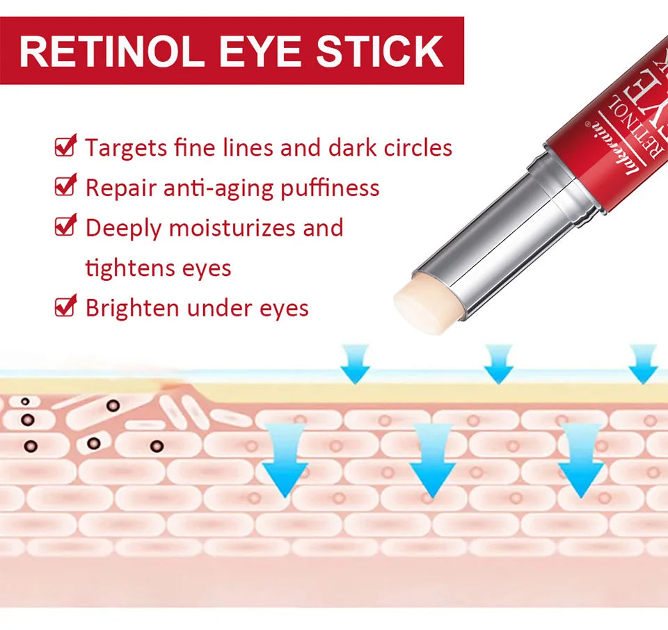 Retinol Eye Cream Stick – Anti-Aging Dark Circle & Firming Eye Balm for Puffiness, Fine Lines & Brightening (3g)