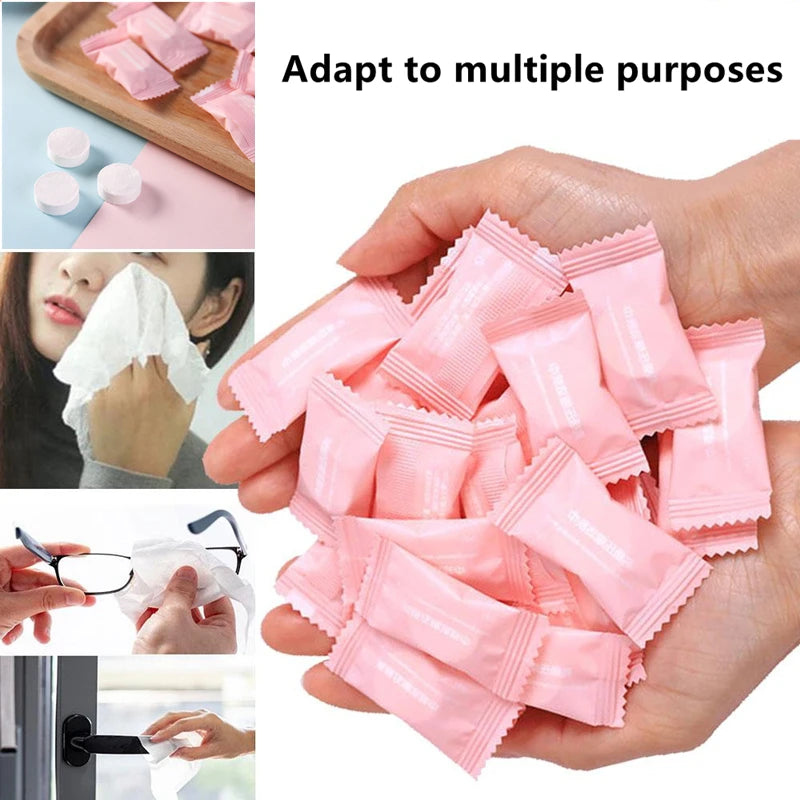 Disposable Compressed Non-Woven Face Towels – Mini Capsule Travel Wipes for Face Cleansing & Makeup Removal (20x22cm)