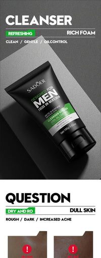 SADOER Men's Deep Cleansing Facial Cleanser – Oil Control, Blackhead Removal & Pore Minimizer (100g)
