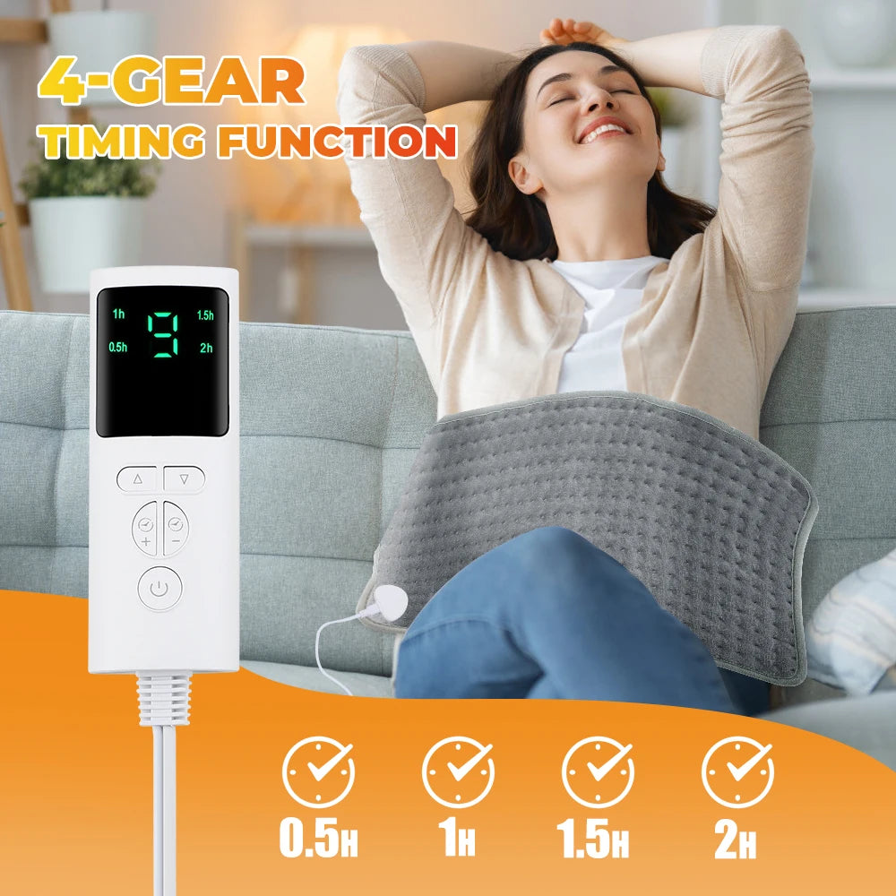 Electric Heating Pad for Back, Abdomen & Waist Pain Relief – EU/UK/US Plug, 9 Heat Levels