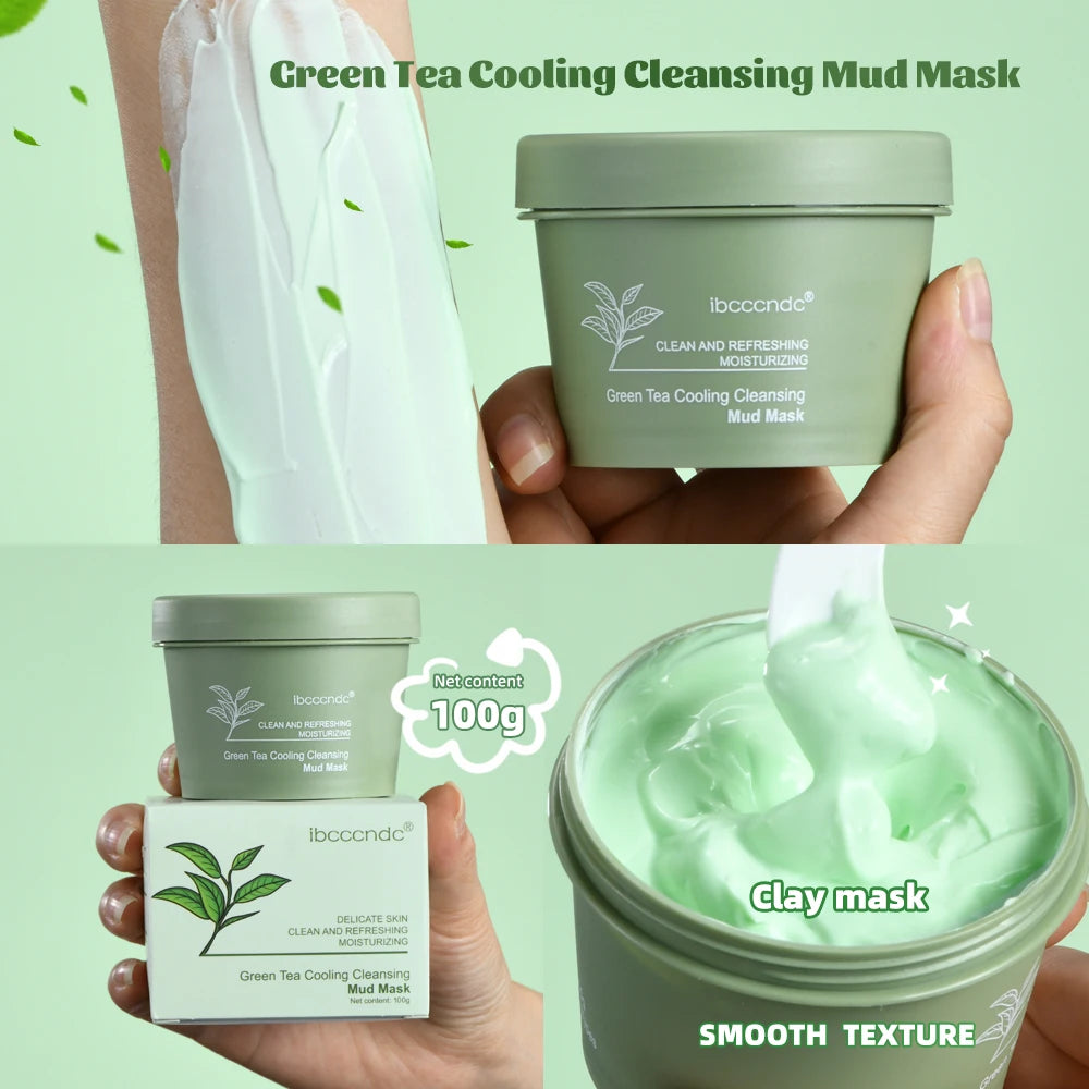 Green Tea Mud Clay Face Mask – Deep Pore Cleansing, Blackhead Removal & Oil Control Skin Treatment for All Skin Types (100g)
