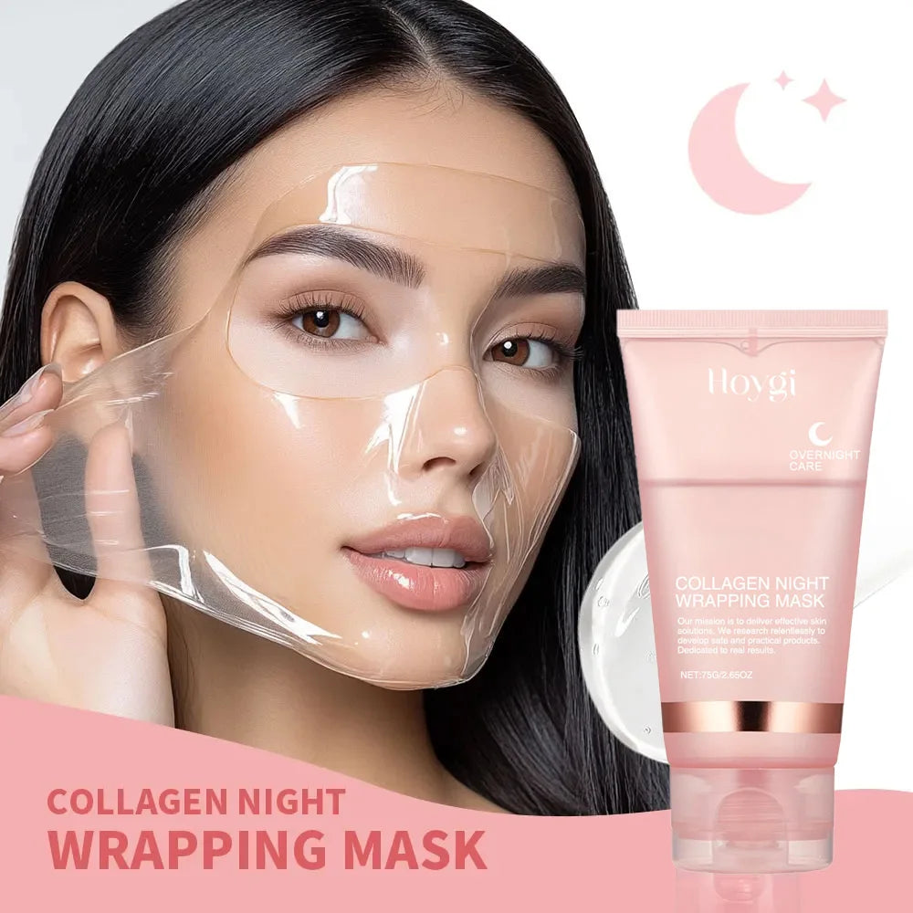 EELHOE Collagen Overnight Peel-Off Face Mask Set – Anti-Aging, Firming & Deep Hydration Night Mask with Applicator Brush (75ml)