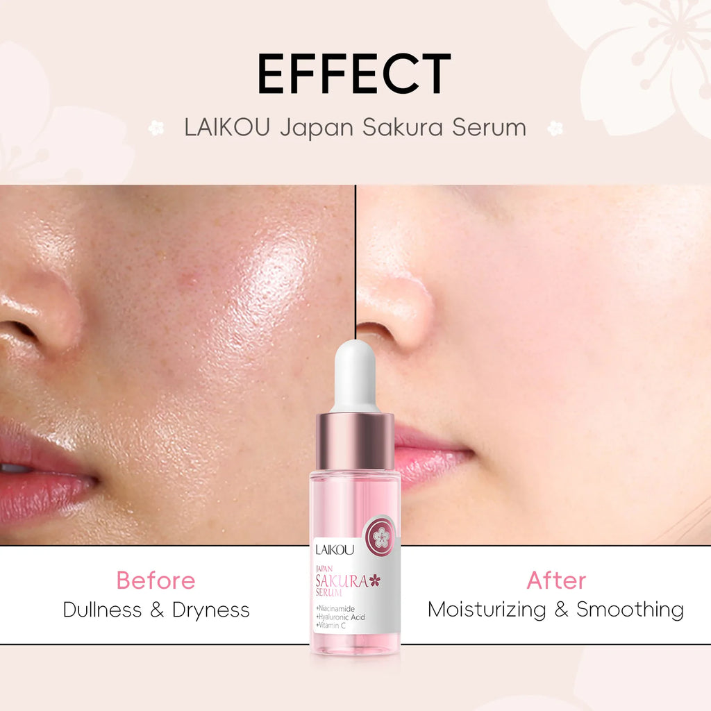 LAIKOU Sakura Brightening Face Serum – Hydrating & Pore Minimizing Essence (17ml / 30ml)