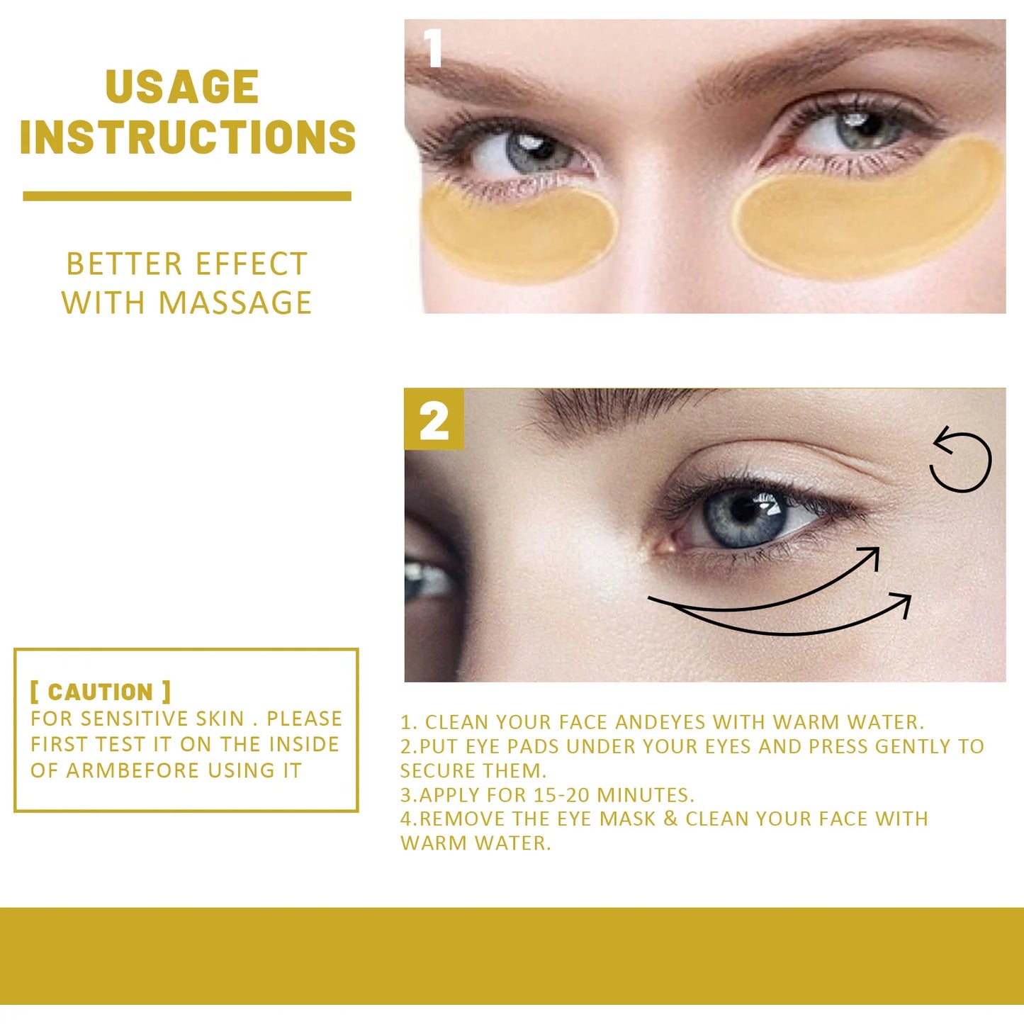 EELHOE 24K Gold Under Eye Patches – Anti-Aging Collagen & Hyaluronic Acid Eye Mask for Dark Circles & Puffiness (60 Pairs)