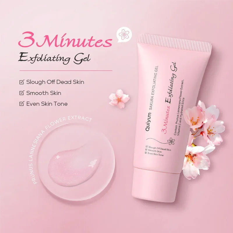 LAIKOU Sakura Exfoliating Peeling Gel – Moisturizing Facial Scrub with Vitamin C & Hyaluronic Acid (30g / 50g)