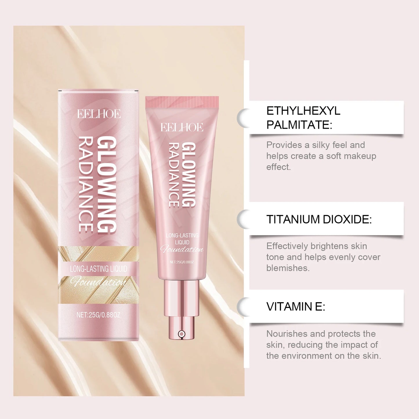 EELHOE 3-in-1 Liquid Foundation BB Cream Concealer – Matte, Waterproof, Oil Control 25g
