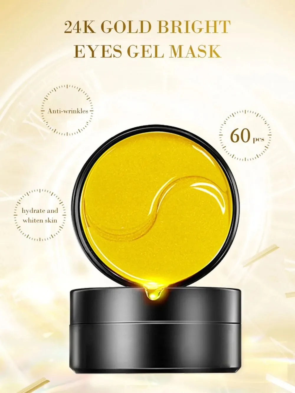 Gold Hyaluronic Acid Eye Mask Patches – 60 Pieces, Firming & Dark Circle Repair