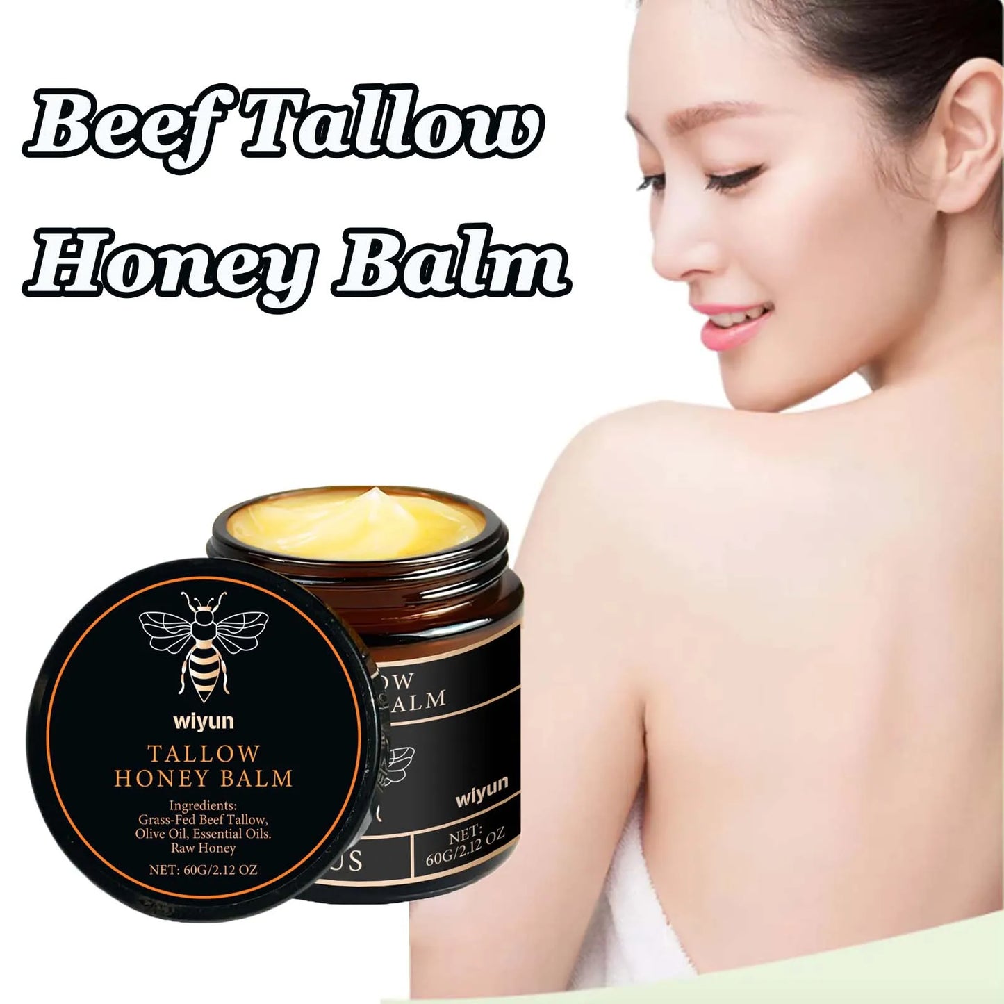 Beef Tallow & Honey Brightening Body Cream – Dark Spot Fader, Firming & Deep Moisturizer (60g)