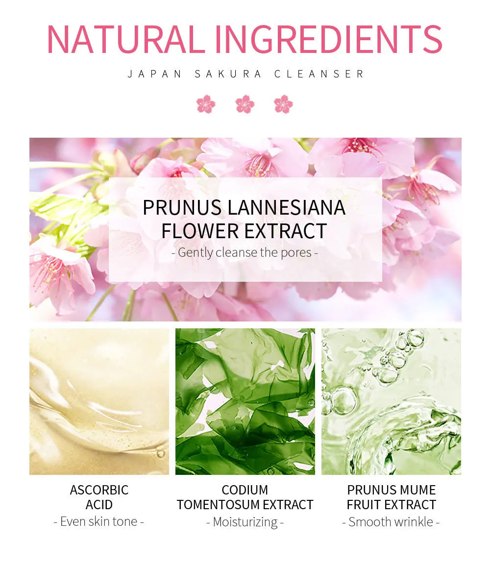 LAIKOU Sakura Facial Cleanser – Deep Cleansing, Oil Control & Brightening Face Wash (50g)