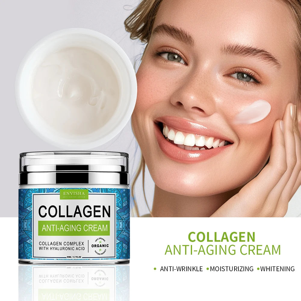 ENVISHA Anti-Aging Face Cream – Collagen, Hyaluronic Acid & Vitamin C Moisturizer (50ml)