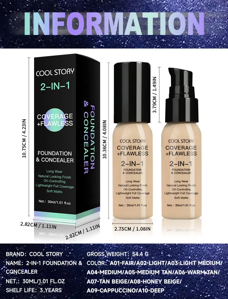 Air Cushion CC Cream Foundation | Oil Control, Matte, Full Coverage, Waterproof | 10 Shades