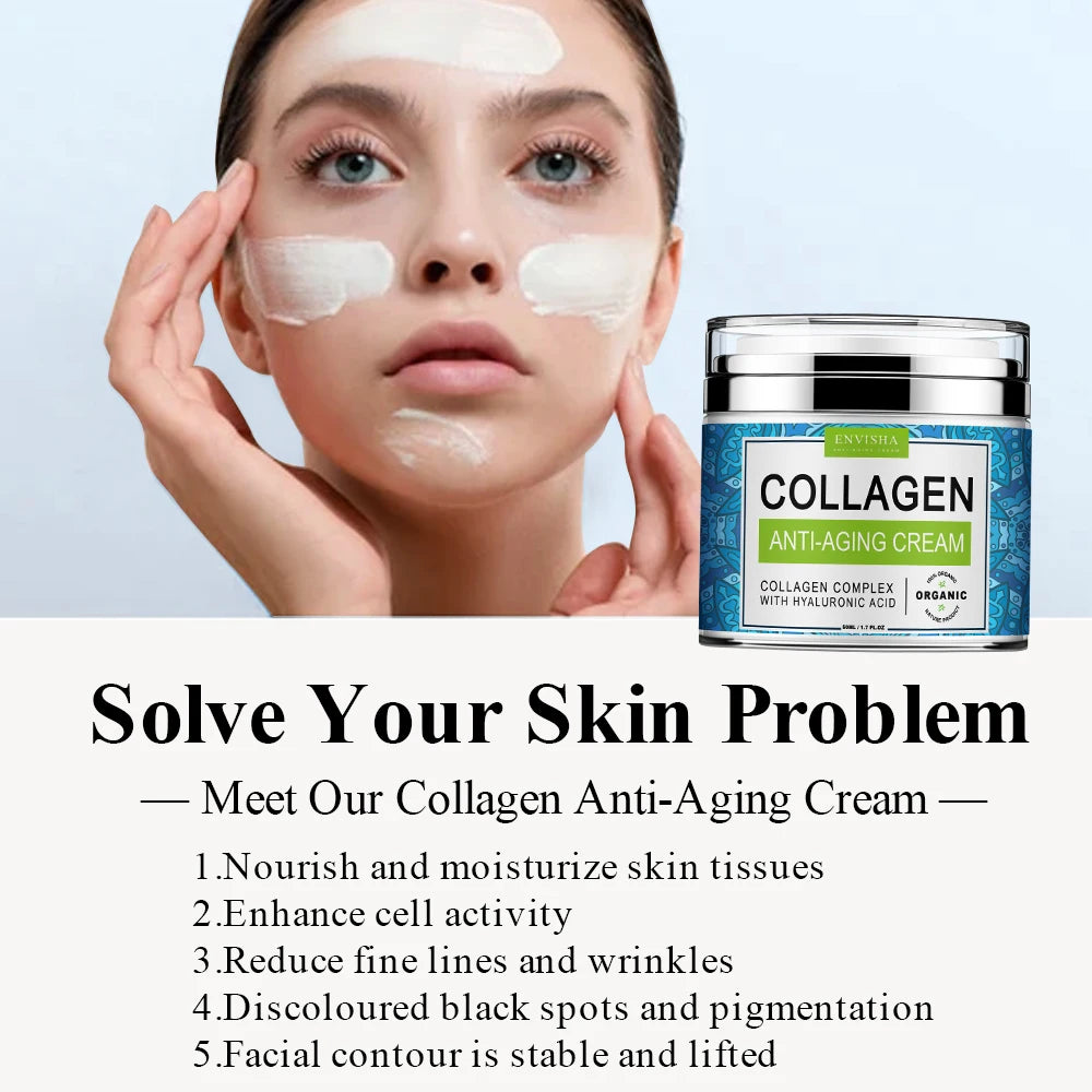 ENVISHA Anti-Aging Face Cream – Collagen, Hyaluronic Acid & Vitamin C Moisturizer (50ml)