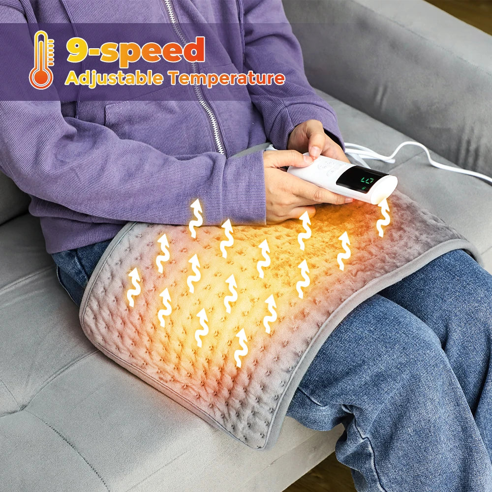 Electric Heating Pad for Back, Abdomen & Waist Pain Relief – EU/UK/US Plug, 9 Heat Levels