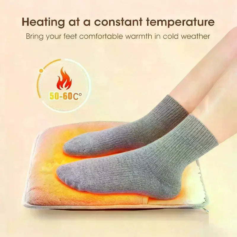 USB Electric Foot Warmer Pad – Soft Plush Heated Foot Bag, Constant 40°C, Machine Washable