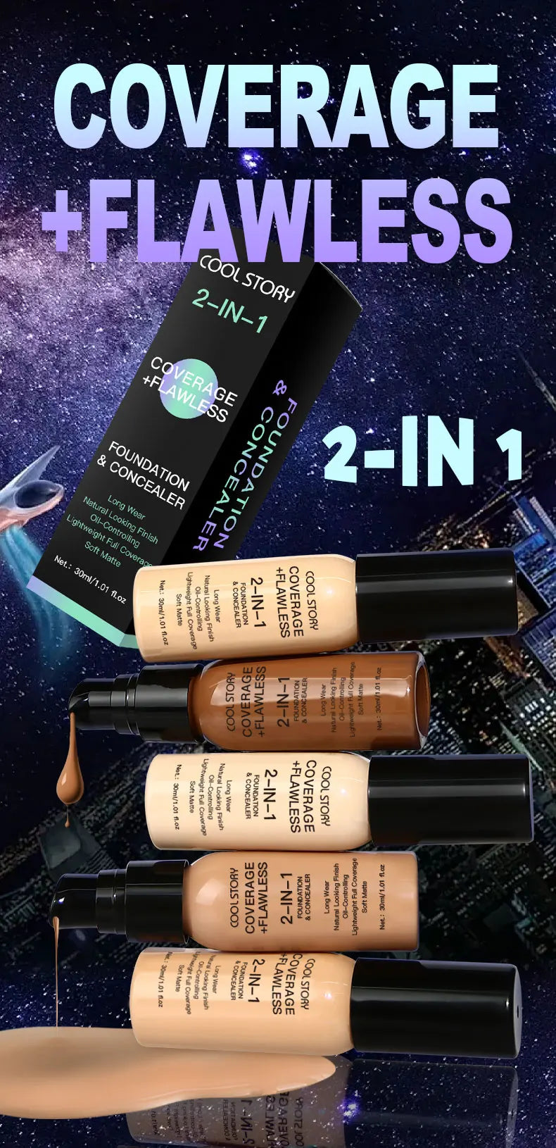 Air Cushion CC Cream Foundation | Oil Control, Matte, Full Coverage, Waterproof | 10 Shades