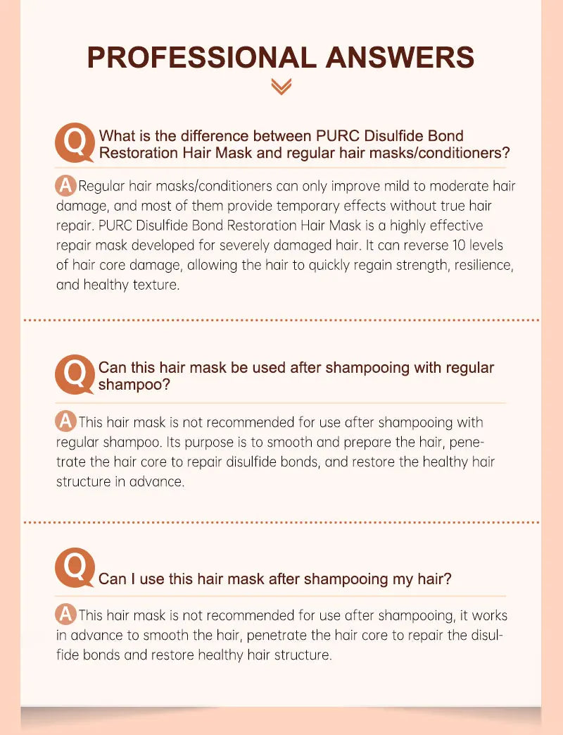 PURC Keratin Hair Mask — Disulfide Bond Repair, Smoothing & Strengthening Treatment 100g
