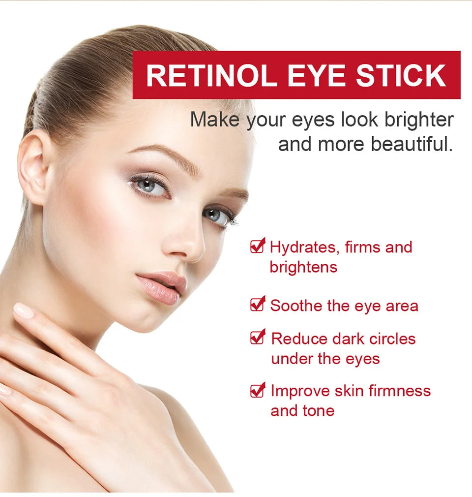 Retinol Eye Cream Stick – Anti-Aging Dark Circle & Firming Eye Balm for Puffiness, Fine Lines & Brightening (3g)
