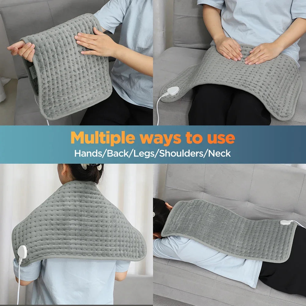 Electric Heating Pad for Back, Hands & Legs – 10 Heat Levels, 4 Timer Settings, Machine Washable