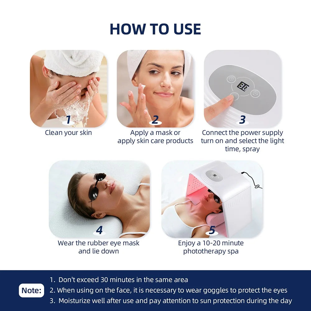 7-Color LED Light Therapy Face & Body Lamp – Foldable Skin Rejuvenation Device