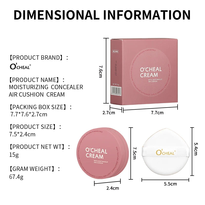 O'CHEAL CC Cream Cushion Foundation – Lightweight, Long-Lasting Concealer with SPF (15g)