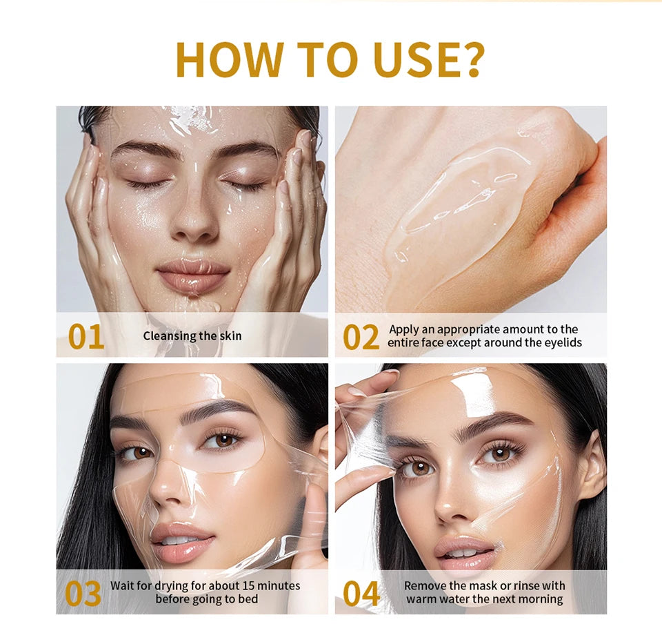 Collagen Night Wrapping Peel-Off Face Mask – Anti-Aging, Firming & Deep Hydration Overnight Skin Treatment for All Skin Types (75ml)