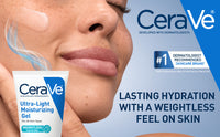 CeraVe Ultra-Light Hydrating Face Moisturizer Gel With Ceramides Niacinamide Hyaluronic Acid Oil-Free Fragrance Free 1.75 FL Oz